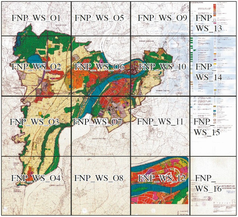 Übersicht der einzelnen Ausschnitte des Flächennutzungsplanes