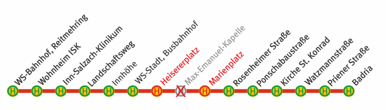 Streckenplan während des Verkehrsversuchs