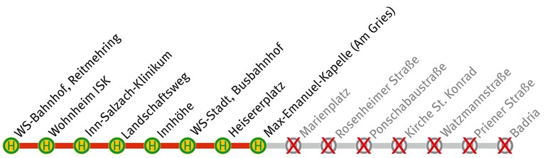 Plan mit eingeschränktem Linienverlauf